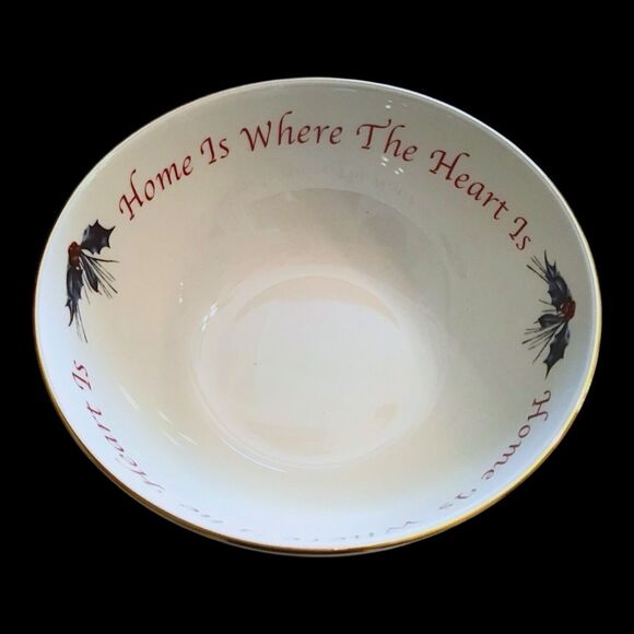 Lenox Winter Greetings Serving/Sentiment Bowl “Home is Where the Heart Is” - Picture 2 of 12